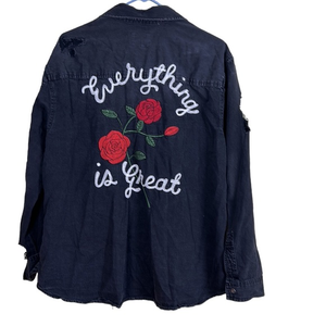American Eagle Outfitters Everything is Great distressed embroidered shirt large